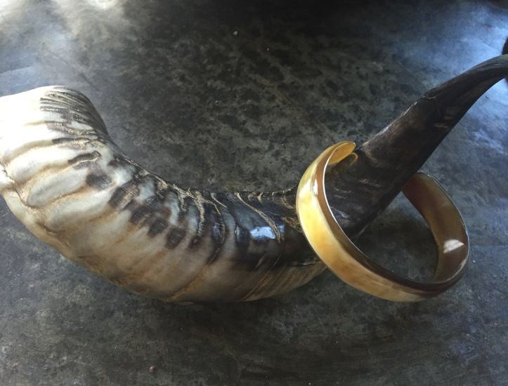 Armband buffelhoorn breed 1.8 cm. Glans finish. Zeer licht in gewicht.