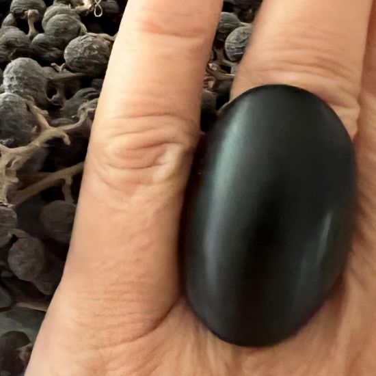 Stoere handgemaakte buffelhoorn ring, zwart mat. +/- 4 cm. Lichtgewicht.