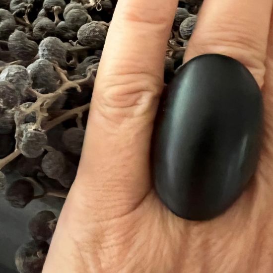 Stoere handgemaakte buffelhoorn ring, zwart mat. +/- 4 cm. Lichtgewicht.