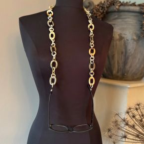 Buffelhoorn brillenketting in lichte tintjes. Glans finish, 80cm.,