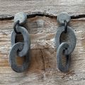 Grijze geborstelde, ovale schakeloorbellen. Buffelhoorn 7x 3.4cm. Matte finish. Lichtgewicht