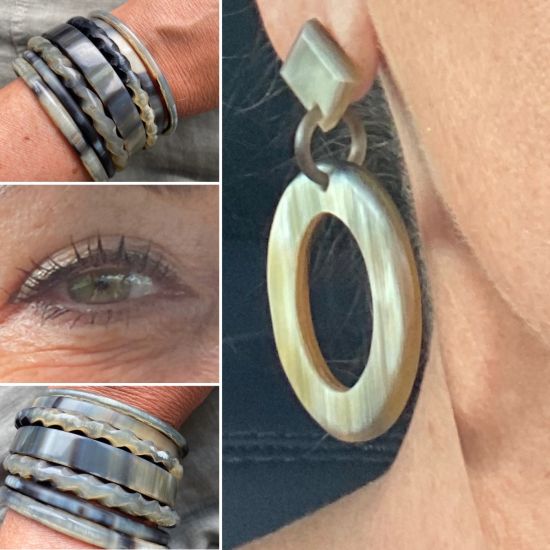 Sierlijke armband buffelhoorn breed 1 cm, hoog glans afwerking. Licht in gewicht.