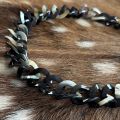 Mooi handgemaakt buffelhoorn schakelcollier. Donkere tinten. Glans finish. Lichtgewicht. 60cm